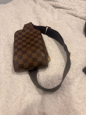 Louis Vuitton Brown Damier Ebene Belt Bag with Gold Hardware